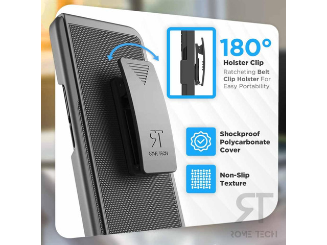 Samsung Galaxy Z Fold4 5G 7.6' (2022) Rome Tech Shell Holster Combo Case (Pen Edition) - Black