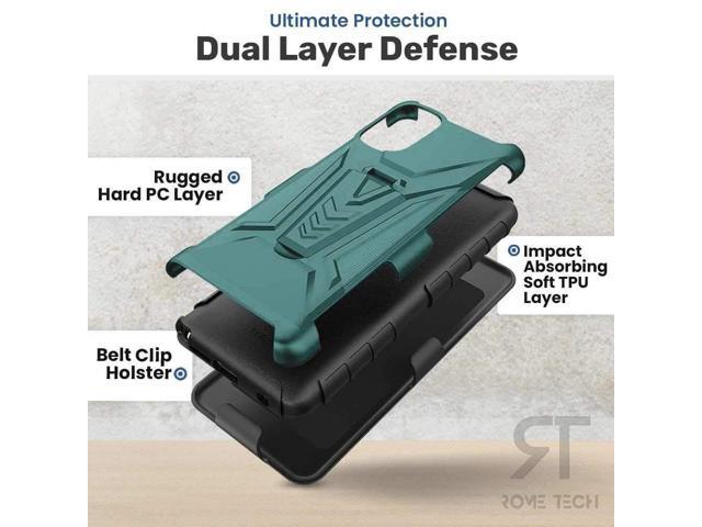 Apple iPhone 14 Pro Max 6.7' (2022) Rome Tech Dual-Layer Holster Case - Dark Green / Teal