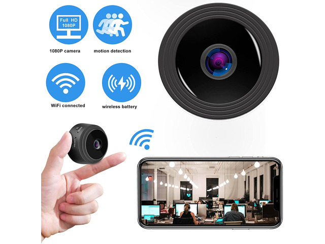 Wireless Security Camera WiFi 1080P HD Battery Operated Home Camera Indoor Mini Camera with Night Vision Remote App Control for Home Elderly Baby Pet