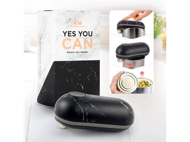 Kitchen Mama Mini Battery-Operated Can Opener: Open Your Cans with A Simple Push of Button - No Sharp Edge, Food-Safe and Mini-sized (Marble...
