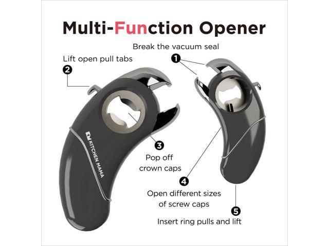 Kitchen Mama Epic One Multifunctional Opener: A Pick Ergonomic Opener- Magnetic Bottle Opener, Beer & Soda Can Opener, Pull Tab Opener, Jar Opener...