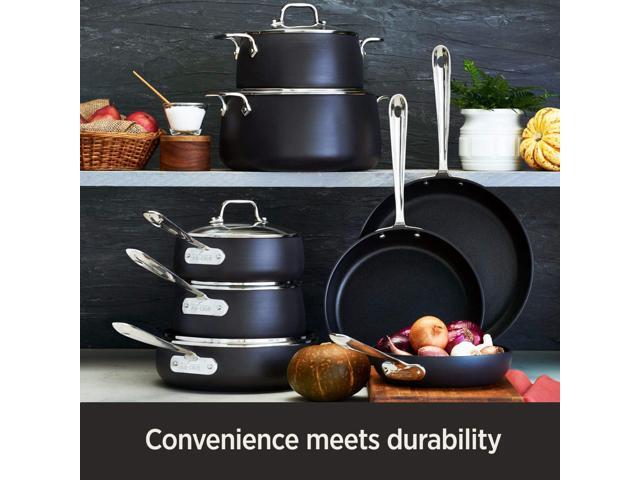 All-Clad HA1 Hard Anodized Nonstick Glass Lid Set 10, 12 Inch Pots and Pans, Cookware Black