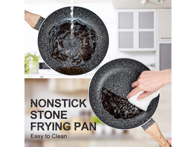 MICHELANGELO Non Stick Frying Pans - 8'+9.5'+11' Nonstick Frying Pan Set with Non-Toxic Stone Coating, Frying Pans Nonstick with Anti-Scald Handle,...