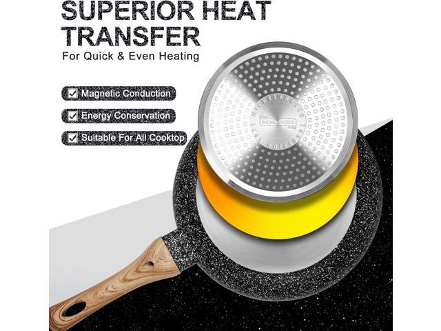 MICHELANGELO Non Stick Frying Pans - 8'+9.5'+11' Nonstick Frying Pan Set with Non-Toxic Stone Coating, Frying Pans Nonstick with Anti-Scald Handle,...