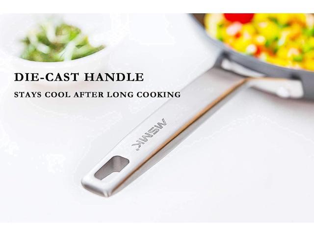 MsMk Small Frying pan, 8-inch Nonstick Durable Egg Omelet Skillet with Stay-Cool Handle, Limestone Non Stick Coating From GRE, 4mm Stainless Steel...