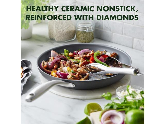 GreenPan Lima Hard Anodized Healthy Ceramic Nonstick 12.5' Wok pan with Helper Handle, PFAS-Free, Oven Safe, Gray