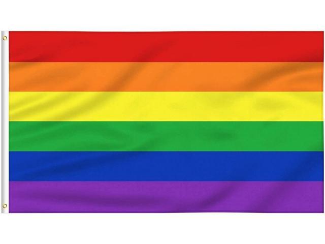 Rainbow Flag 3x5 FT LGBTQ Gay Lesbian flags - HeavyDuty HeavyWeight Thick Polyester Nylon Indoor and Outdoor UV Protected, Quadruple Stitched,...