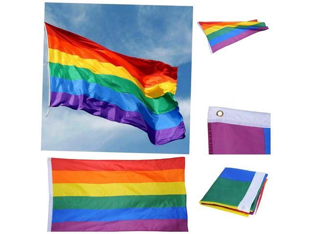 Rainbow Flag 3x5 FT LGBTQ Gay Lesbian flags - HeavyDuty HeavyWeight Thick Polyester Nylon Indoor and Outdoor UV Protected, Quadruple Stitched,...