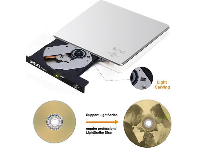 External CD DVD Drive LightScribe CD/DVD +/-RW Burner Player Writer Optical Disk Reader Portable CD DVD Drive for Laptop Mac MacBook PC Windows 11...