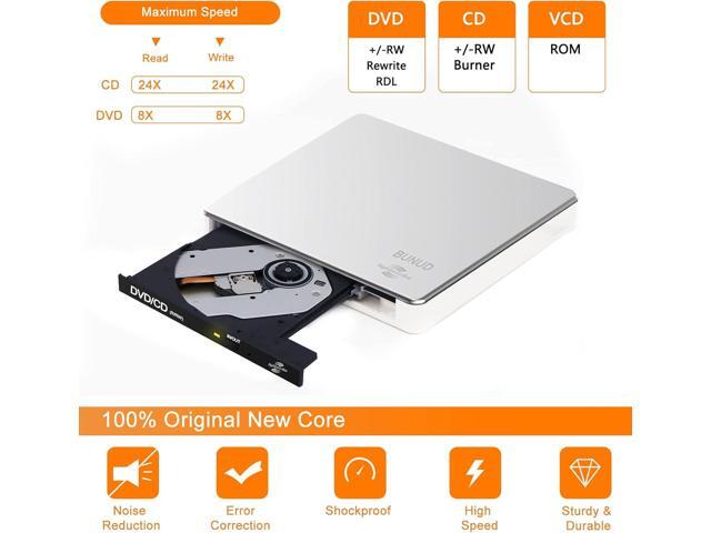External CD DVD Drive LightScribe CD/DVD +/-RW Burner Player Writer Optical Disk Reader Portable CD DVD Drive for Laptop Mac MacBook PC Windows 11...