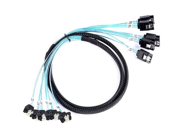 SATA-III Cable:1M 6Pcs/Set 90-Degree SATA Right-Angle Cable Angled to Straight Bundled SAS 6Gbps Data Replacement for Server-Raid SDD HDD CD DVD.