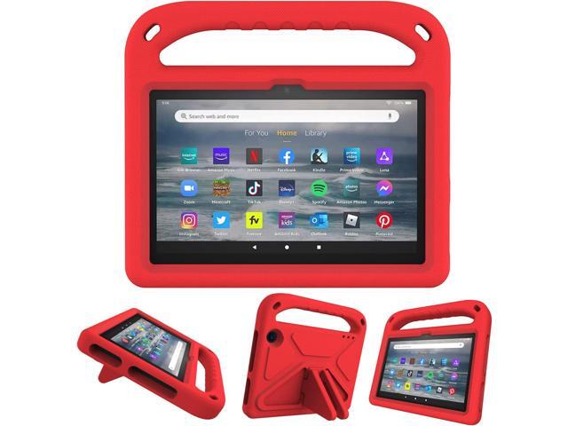 Fire 7 2022 12th Gen Kids case with Handle Stand Amazon Fire 7 EVA Kid-Proof Rugged Shockproof Full Cover Fire 7 Case for Boy Girl Kids (Red)
