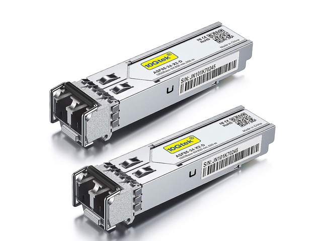 10Gtek 1.25G SFP 1000Base-SX Multimode LC Fiber Transceiver, 850nm MMF, 550m, for Cisco GLC-SX-MMD/SFP-GE-S, Meraki MA-SFP-1GB-SX, Fortinet,...