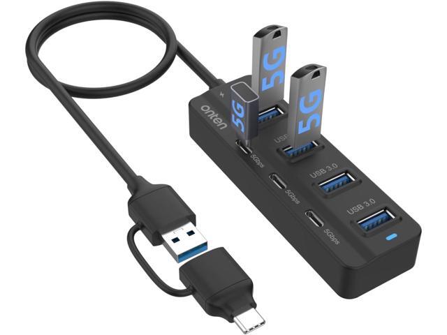 USB C Hub,7 Ports USB 3.0 Hub with USB C to USB 3.0 Adapter,USB C Splitter with 3.2 ft Cable 4*USB3.0 Ports,3*USB C Ports for Thunderbolt3/4...
