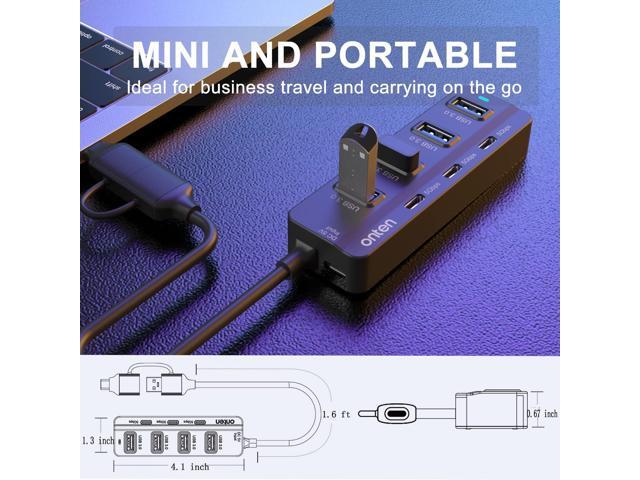 Onten USB C Hub,7Port USB 3.0 Hub,USB C to USB C Adapter,USB Splitter with 1.6 ft Cable 4*USB3.0 Ports,3*USB C Ports for Laptop MacBook Surface Pro...