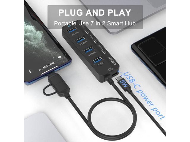 Onten USB C Hub,7Port USB 3.0 Hub,USB C to USB C Adapter,USB Splitter with 1.6 ft Cable 4*USB3.0 Ports,3*USB C Ports for Laptop MacBook Surface Pro...