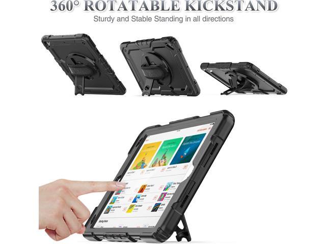 SEYMAC stock Case for iPad Air 3 2019 / Pro 10.5'' with Screen Protector Pen Holder [360° Rotate Hand Strap/Stand], Drop-Proof Case (Black)