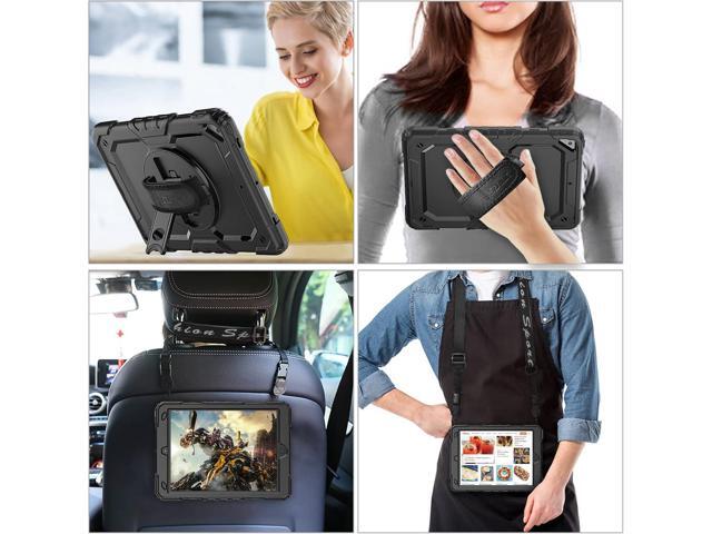 SEYMAC stock Case for iPad Air 3 2019 / Pro 10.5'' with Screen Protector Pen Holder [360° Rotate Hand Strap/Stand], Drop-Proof Case (Black)