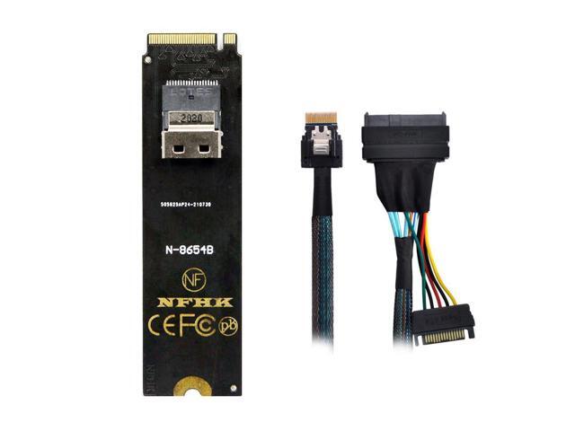 NGFF U.2 U2 SFF-8639 NVME PCIe SSD Cable and NGFF M-Key NVME to SFF-8654 Slimline SAS Card Adapter for Mainboard SSD
