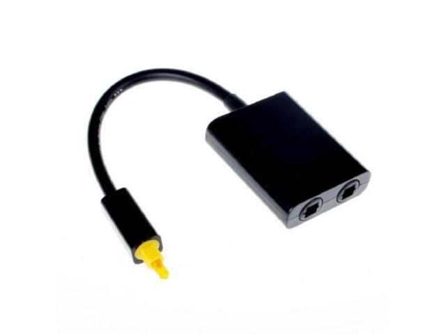 Dual Port Toslink Digital Optical Audio Splitter Adapter Fiber Optic Audio Cable