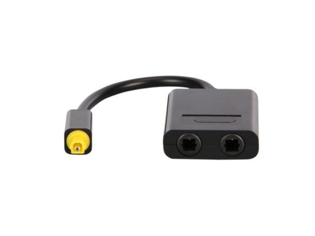 Dual Port Toslink Digital Optical Audio Splitter Adapter Fiber Optic Audio Cable 1 In 2 Out Black Color