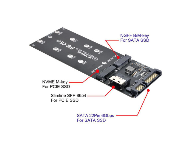 SATA 22Pin Adapter SFF-8654 to M.2 U2 Kit NGFF M-Key to Slimline SAS NVME PCIe SSD SATA SSD Adapter for Mainboard