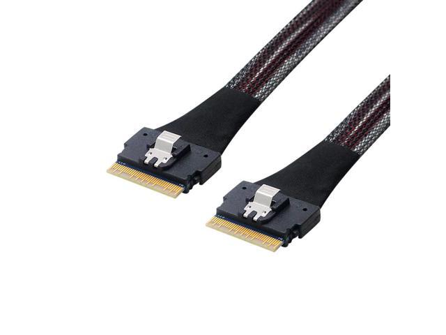 SAS 4.0 SFF-8654 8i 74pin Host to SFF-8654 Slim SAS Target Cable 50cm PCI-E Slim Line