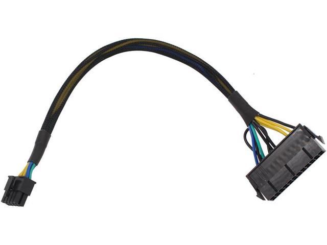 24 Pin to 10 Pin ATX PSU Main Power Supply Adapter Braided Sleeved Cable for IBM/Lenovo PCs Motherboard and Servers 12-inch (30cm)