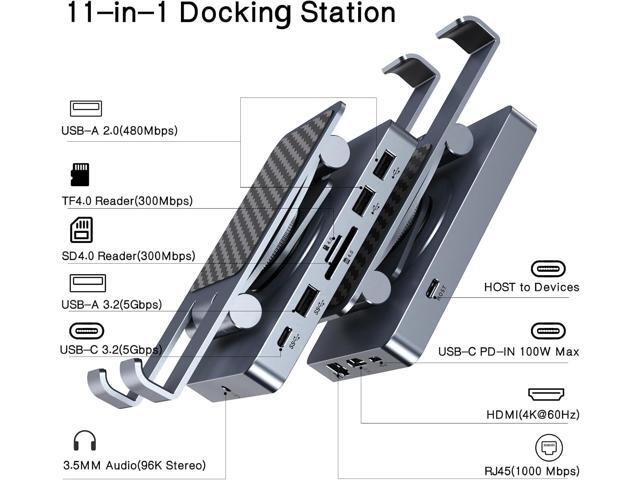 Versatile USB C Docking Station for iPad (USB-C), 11-in-1 with SD TF 4.0 Reader, 4K@60Hz HDMI, RJ45, Audio, USB A, USB c, Rotatable, Also for...