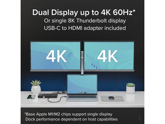 Plugable Thunderbolt 4 Dock with 100W Charging, Thunderbolt Certified, 3X Thunderbolt Ports, Laptop Docking Station Dual Monitor Single 8K or Dual...
