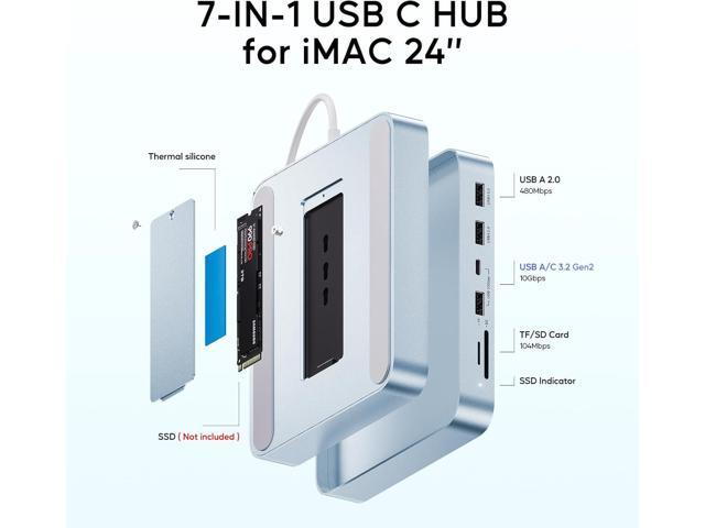 USB C HUB for iMac 24 inch 2021/2023/2024, PULWTOP USB Hub Adapter iMac Accessories for iMac M1/M3/M4 with USB C 10Gbps 3*USB A SD/TF, Docking...