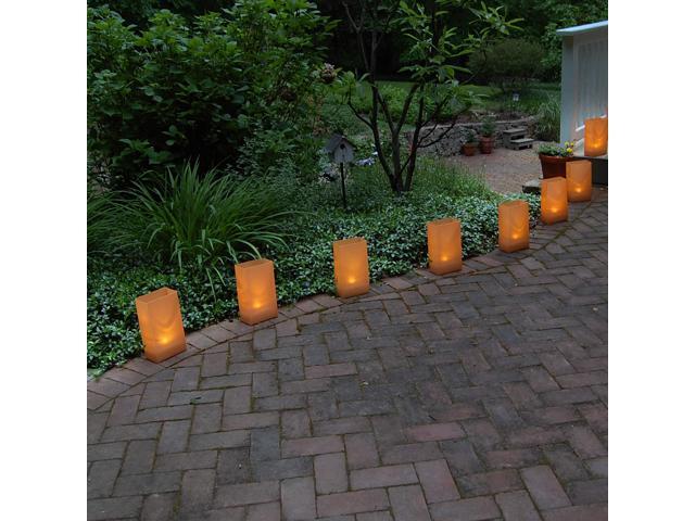 Plastic Luminaria Lanterns, Tan - Set of 10