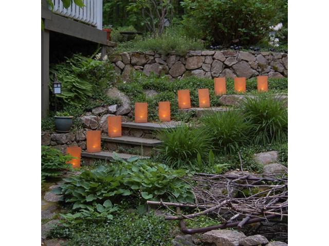 Plastic Luminaria Lanterns, Tan - Set of 10