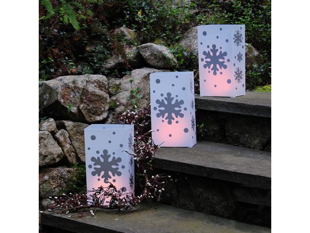 Plastic Luminaria Lanterns, Snowflake - Set of 10