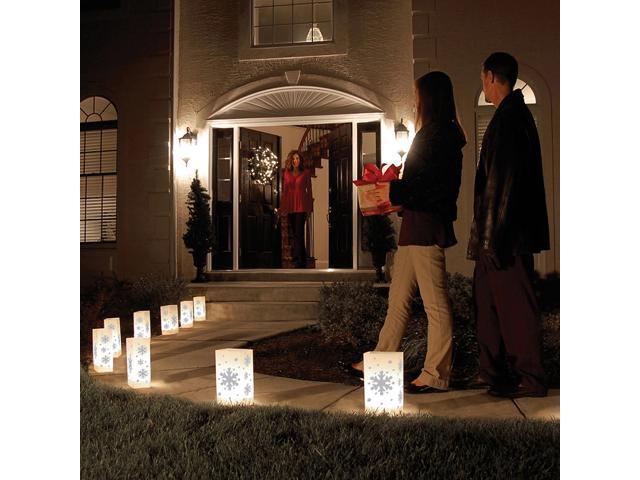 Plastic Luminaria Lanterns, Snowflake - Set of 10