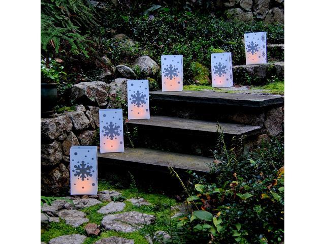 Plastic Luminaria Lanterns, Snowflake - Set of 10