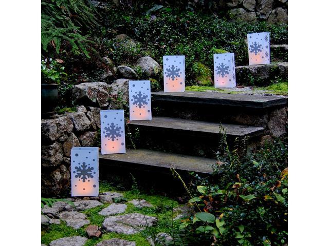 Electric Luminaria Kit with LumaBases, Snowflake - Set of 10
