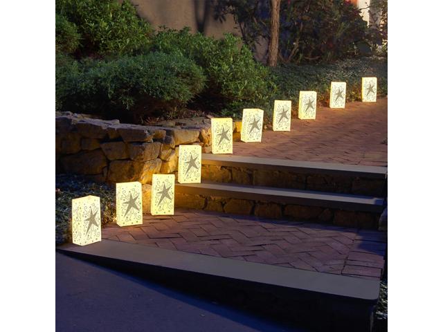 Electric Luminaria Kit with LumaBases, Gold Star - Set of 10
