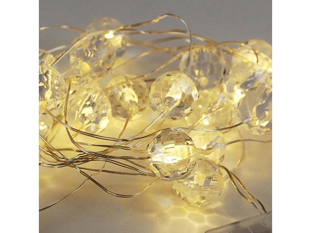 Battery Operated Mini String Lights with Crystal Balls - Set of 2
