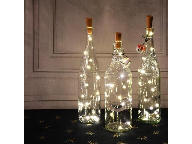 Battery Operated Wine Cork with White Fairy String Lights - Set of 6