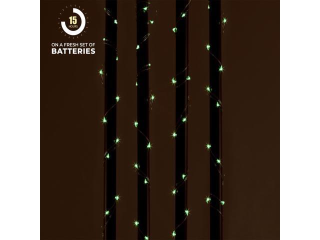 Battery Operated LED Fairy String Lights, Green - Set of 3