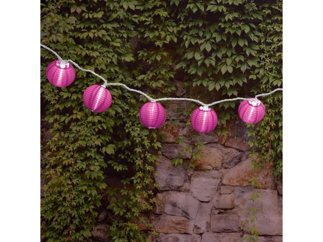 Electric String Lights with 10 Nylon Lanterns - Fuchsia