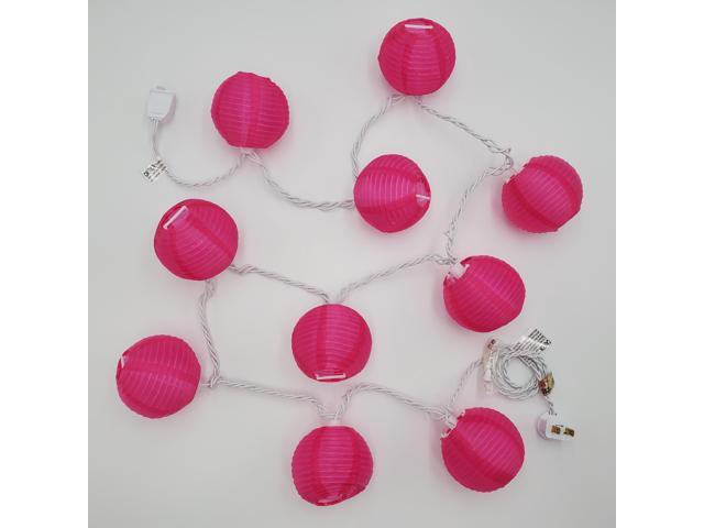 Electric String Lights with 10 Nylon Lanterns - Fuchsia