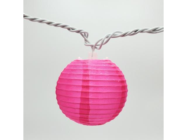 Electric String Lights with 10 Nylon Lanterns - Fuchsia