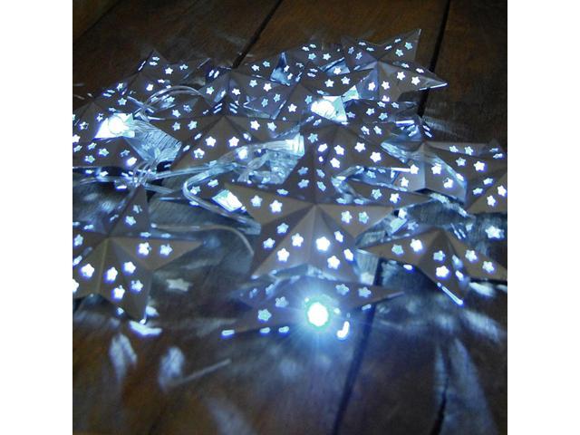 Solar Powered String Lights with 20 Silver Metal Stars