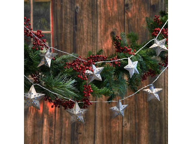 Solar Powered String Lights with 20 Silver Metal Stars