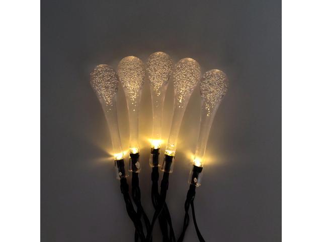 Solar Powered Crystal Water Drop String Lights - Soft White