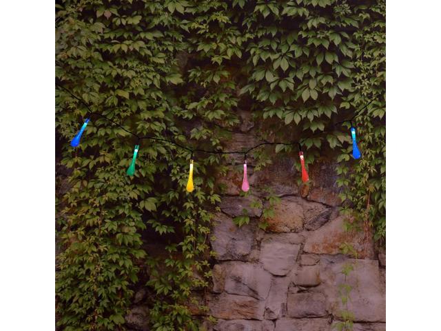 Solar Powered Crystal Water Drop String Lights - Multicolor