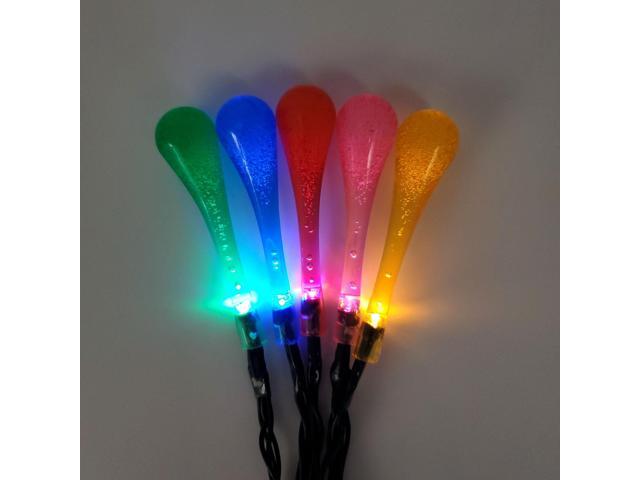 Solar Powered Crystal Water Drop String Lights - Multicolor