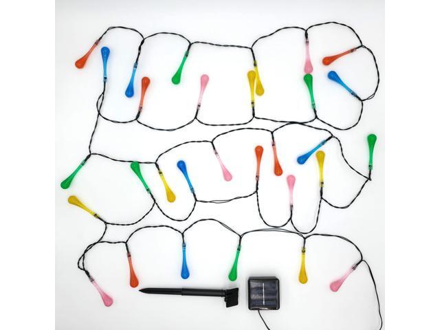 Solar Powered Crystal Water Drop String Lights - Multicolor